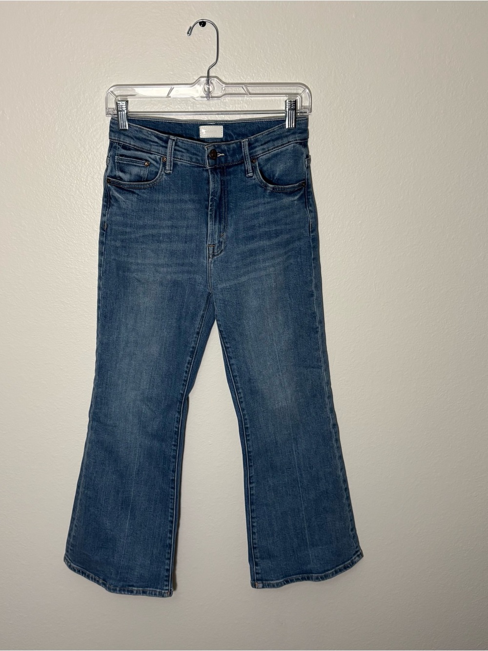 MOTHER The Insider Ankle Fray Beyond The Sky Jeans Womens 28 Stretch Denim USA